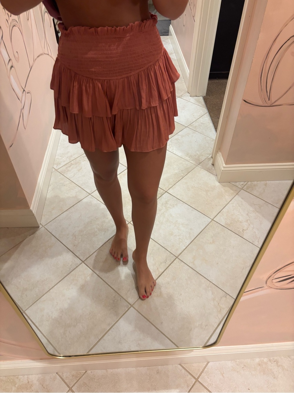 Smocked Ruffle Tiered Women's Skirt with shorts